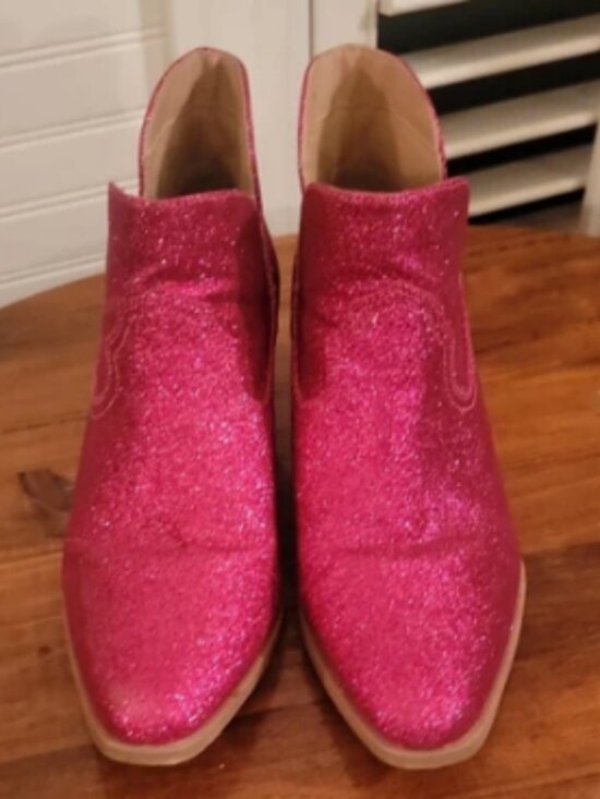 Shoes - shimmery hot pink ankle boots